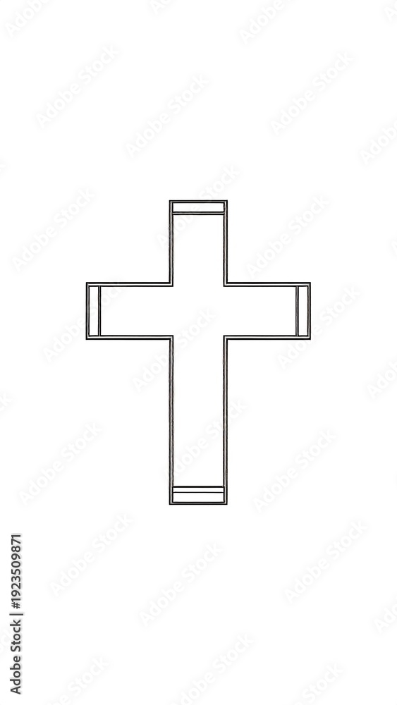 Obraz premium A simple line drawing of a cross with rectangular ends