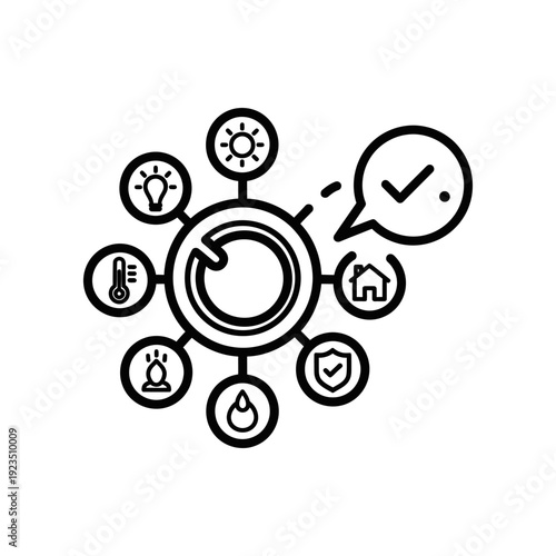 Minimalist vector illustration featuring essential business and creativity icons in a cohesive circular design, ideal for presentations, websites, and marketing materials.