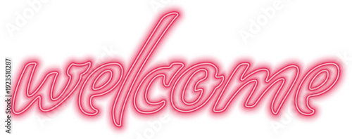 neon welcome signboard on brick wall background