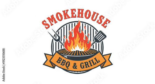 Smokehouse BBQ Grill Logo Design.