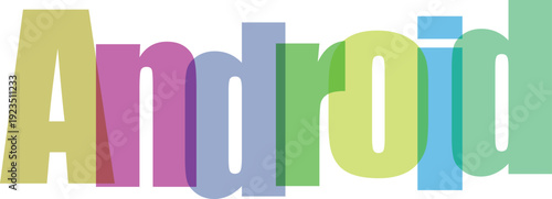 Colorful Overlapping Android Text Logo Vector Illustration
