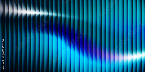 Abstract futuristic blue background with vertical glowing bars, cyan and deep blue gradient lighting