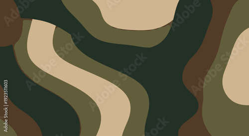 Abstract camouflage pattern with earthy tones and organic shapes, representing nature and military aesthetics for design projects