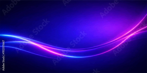 Abstract blue wave background featuring a glowing purple and pink light flow with smooth flowing curves and a bright motion pattern design for a textured artistic wallpaper backdrop
