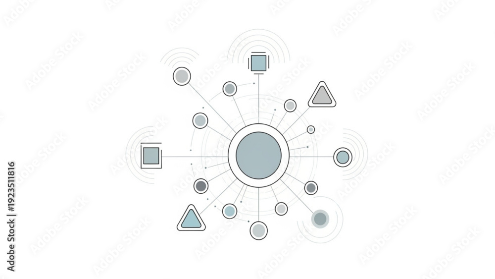 Obraz premium Dynamic Abstract Representation of Interconnected Systems and Global Data Network
