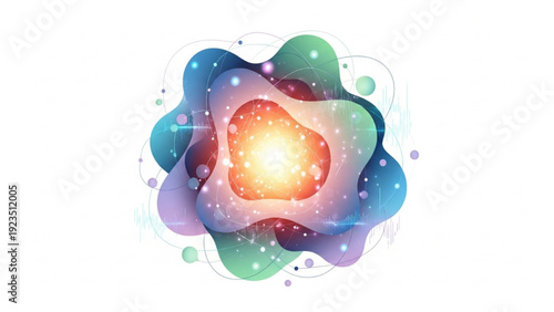 Abstract Glowing Cosmic Nebula With Stars And Light Particles Illustration