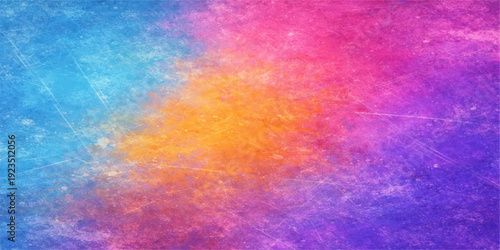 Abstract colorful watercolor background with soft paint texture and vibrant orange, yellow, pink, and blue tones