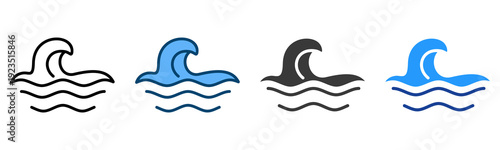 Wave Icon Multiple Style Vector Collection   