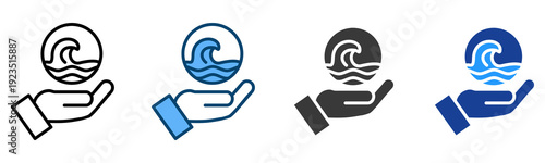 World Oceans Day Icon Multiple Style Vector Collection   