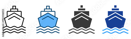 Ship Icon Multiple Style Vector Collection   