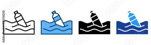 Water Pollution Icon Multiple Style Vector Collection   