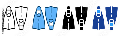 Flippers Icon Multiple Style Vector Collection   