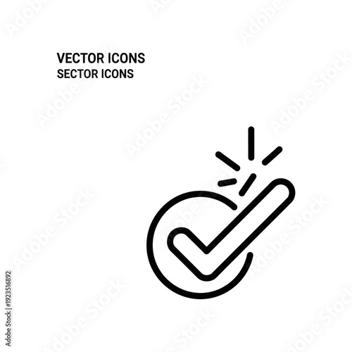 Minimalist hand-drawn checkmark vector icon in bold black outline on clean white background, ideal for success, approval, and business concepts.