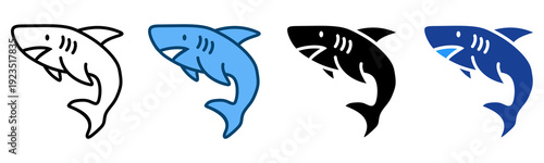 Shark Icon Multiple Style Vector Collection   