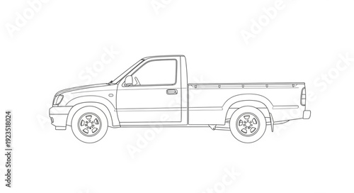 Pickup Truck Side View Illustration.