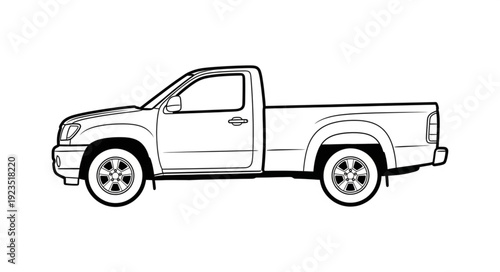 Pickup Truck Side View Illustration.