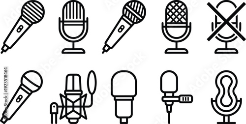 A collection of various microphone types and designs