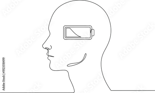 sad man with empty battery in his head vector illustration 
