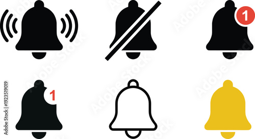 Notification bell icons set