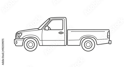 Simple Black and White Pickup Truck.