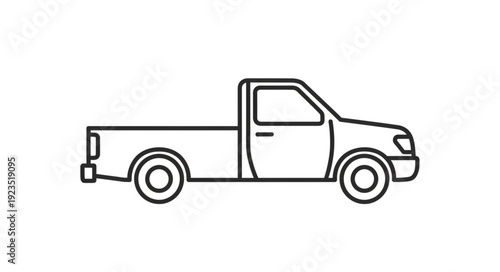 Simple Black Line Pickup Truck.