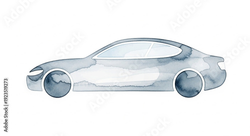 Silver Car Side View Illustration.