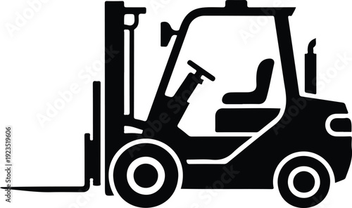 Forklift Outline Icon Industrial Vehicle on Gradient
