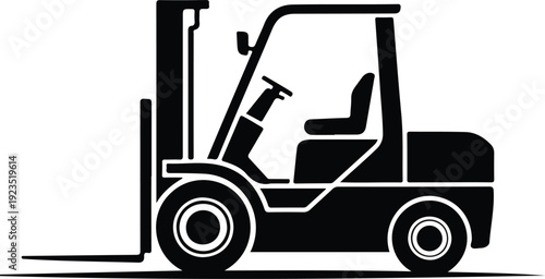 Forklift Outline Icon Industrial Vehicle on Gradient