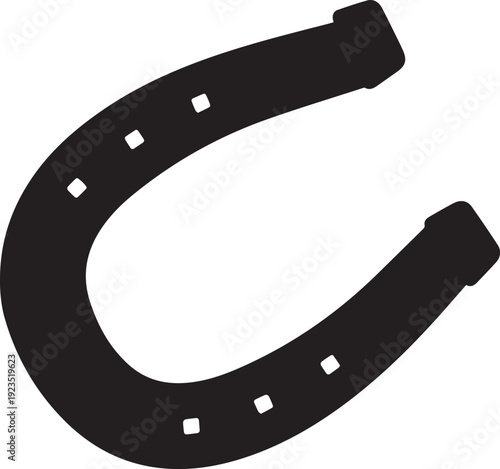 Lucky horseshoe vector illustration symbol of good fortune steel metal silhouette line art