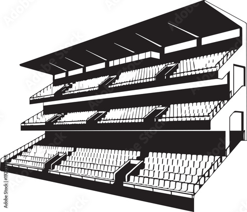 Stadium grandstand vector illustration sports arena seating silhouette and modern line art