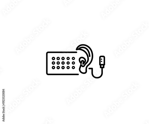 Patient care line icon. Audio aid and braille support outline symbol