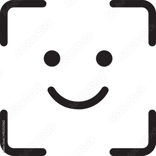 Modern face ID icon vector for biometric authentication, facial recognition, and secure access design.