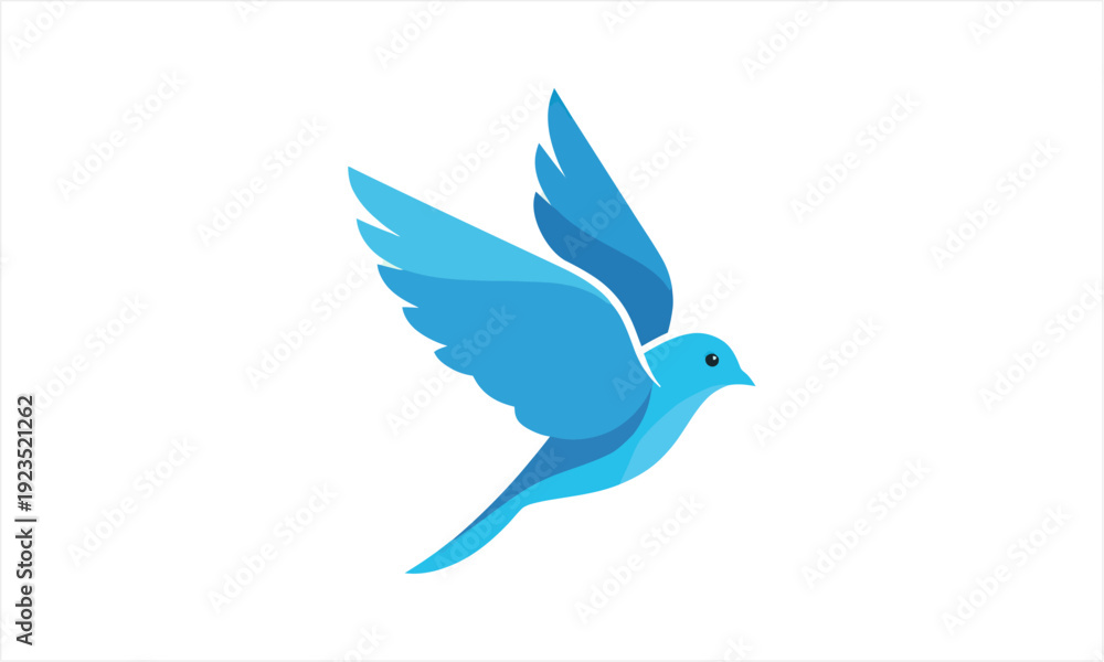 Obraz premium Blue bird in flight with wings spread.