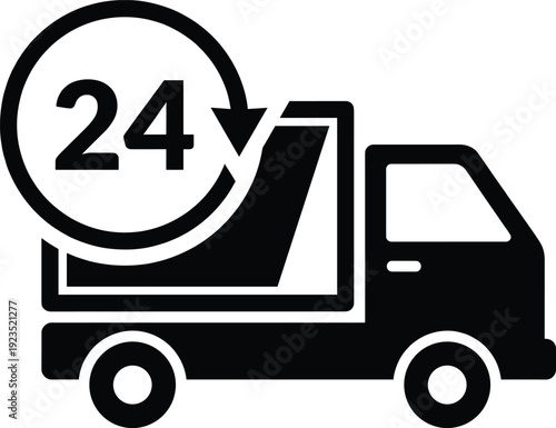 24 hour delivery service truck icon