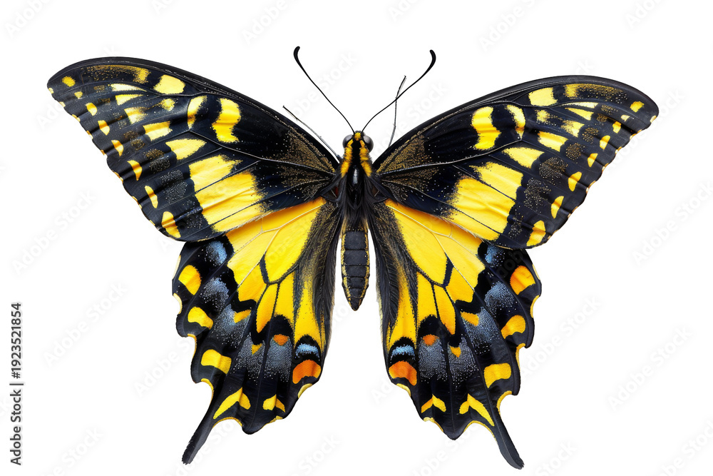 Obraz premium Yellow Black Butterfly with Open Wings.