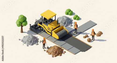 Road Construction with Heavy Machinery.