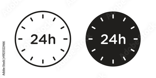 24 Hrs icon illustration isolated on White background, Vector icon Eps10.