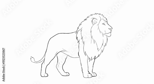 A sketched lion stands proudly, its majestic mane framing its noble profile