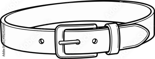 A simple black and white illustration of a leather belt with a buckle and holes