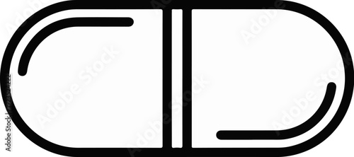 A simple black and white icon representing a pill