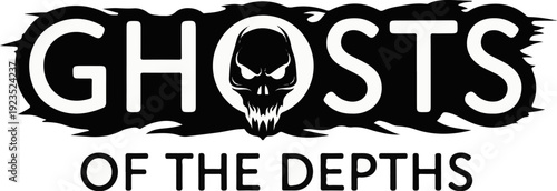 A black and white graphic logo features the word "GHOSTS" with a skull graphic