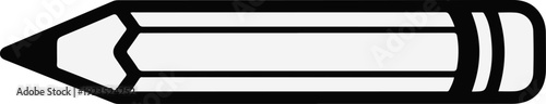A simple black and white graphic of a pencil with a sharpened tip