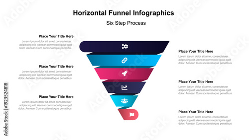 Sales and marketing funnel strategies info graphic template. Business Presentation