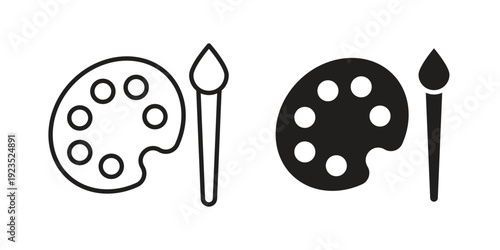 Brush and Palette icon illustration isolated on White background, Vector icon Eps10.