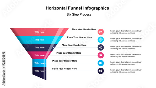 Sales and marketing funnel strategies info graphic template. Business Presentation