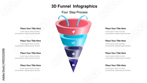 Sales and marketing funnel strategies info graphic template. Business Presentation