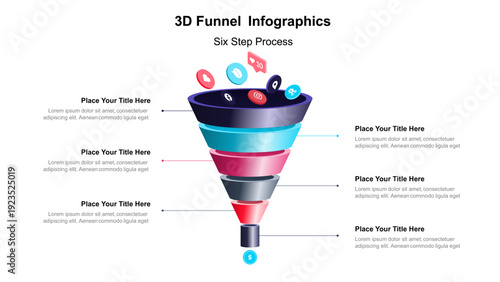 Sales and marketing funnel strategies info graphic template. Business Presentation