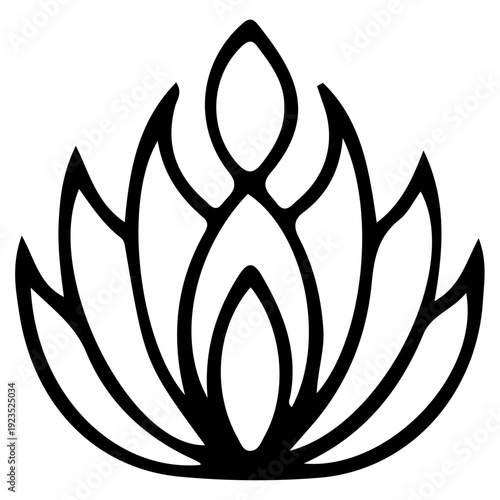 Abstract Lotus Flame Symbol Outline