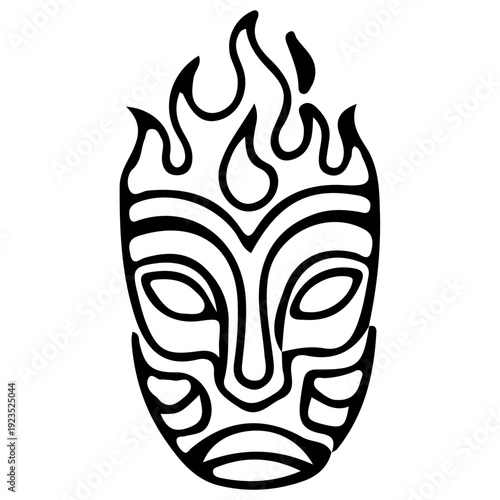 Tribal Mask with Flames Icon