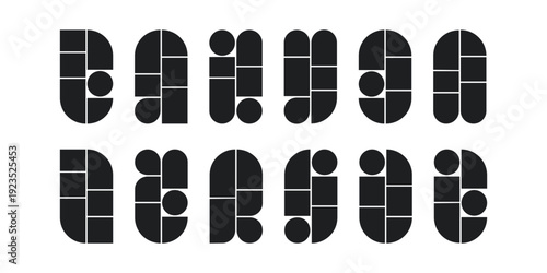 Collage panels set. Storyboard layout panel. Manga comic book blank template. Empty page frame for photo collage. Rounded rectangle gallery mockup. Vector illustration isolated on white background.